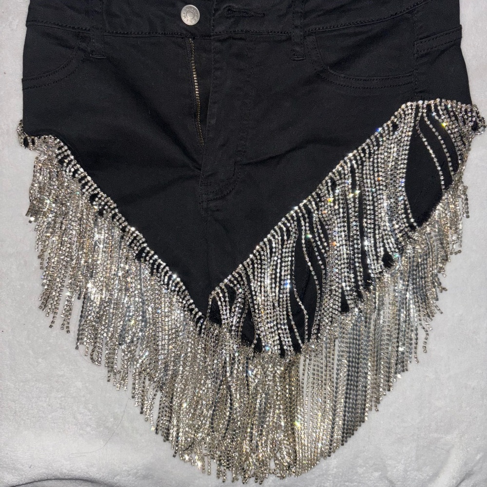 AKIRA Black Shorts with Silver Accents